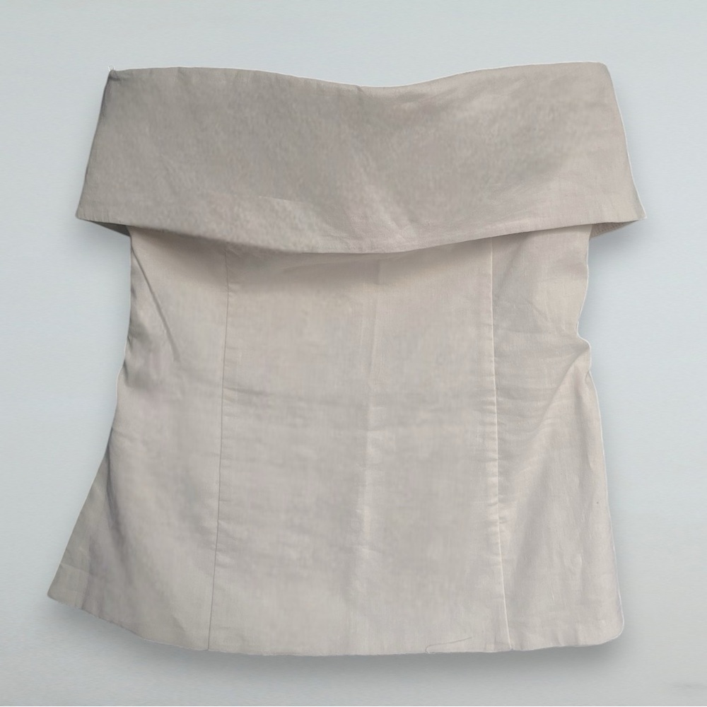 Babaton | Aritzia Strapless Linen Top | Light Beige | Size 4